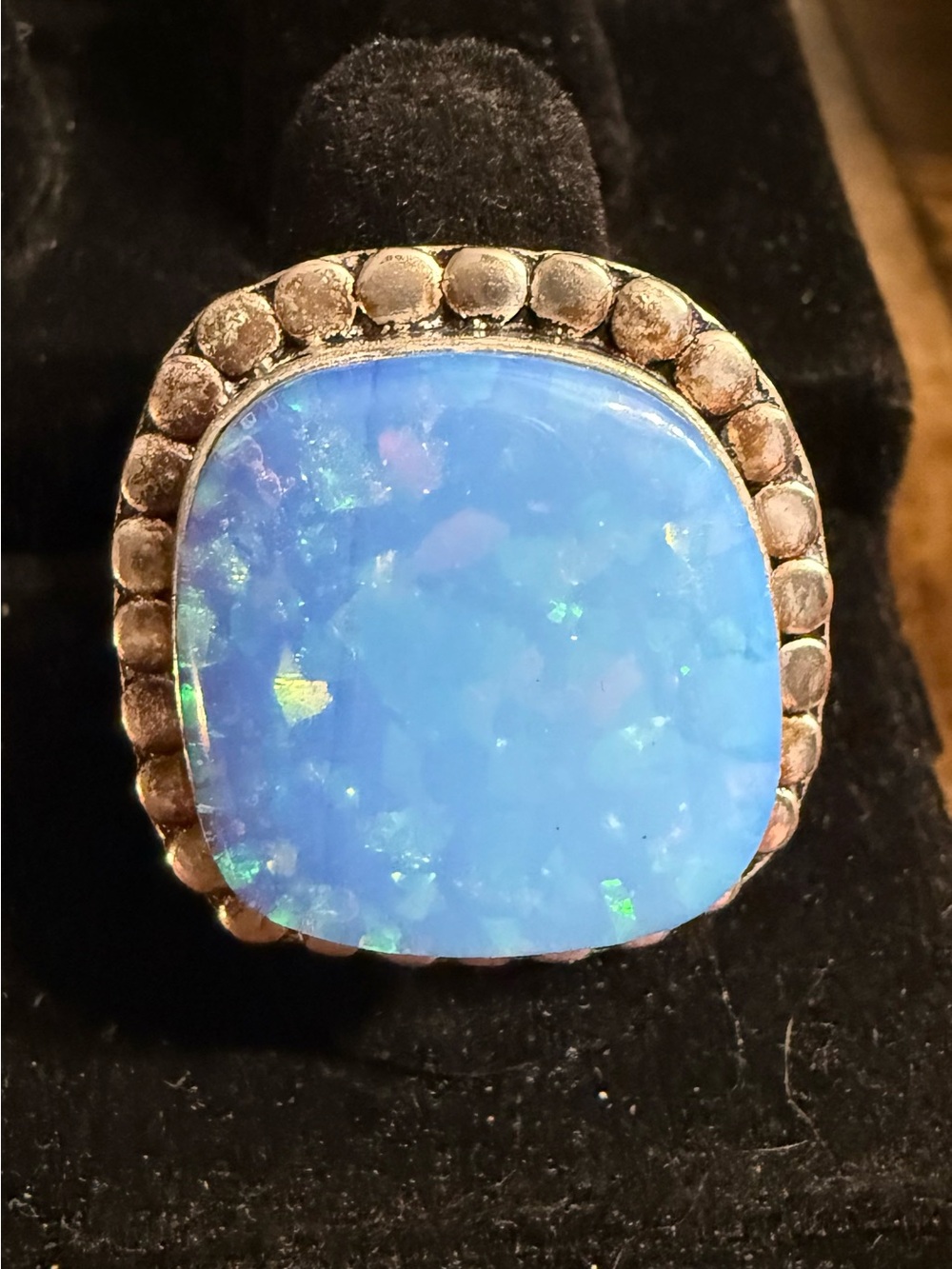 Blue Opal Sterling Statement Ring - Women's Jewelry